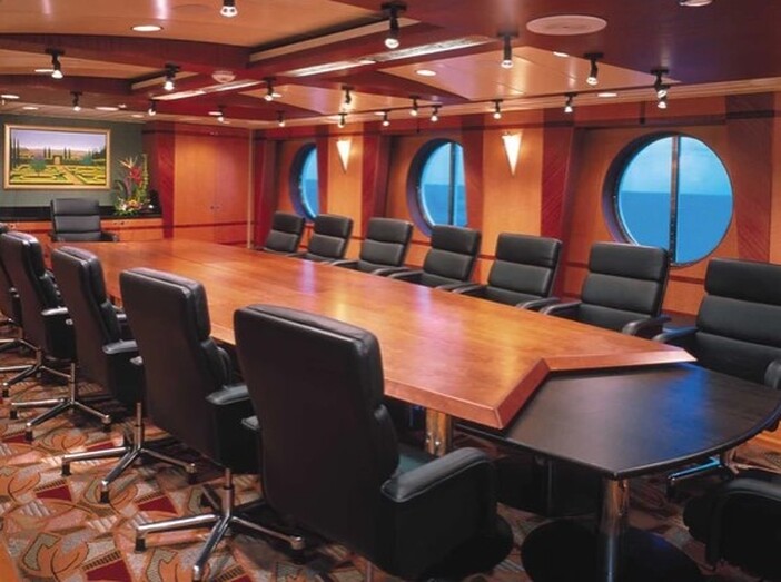 Business meeting room on a cruise ship.